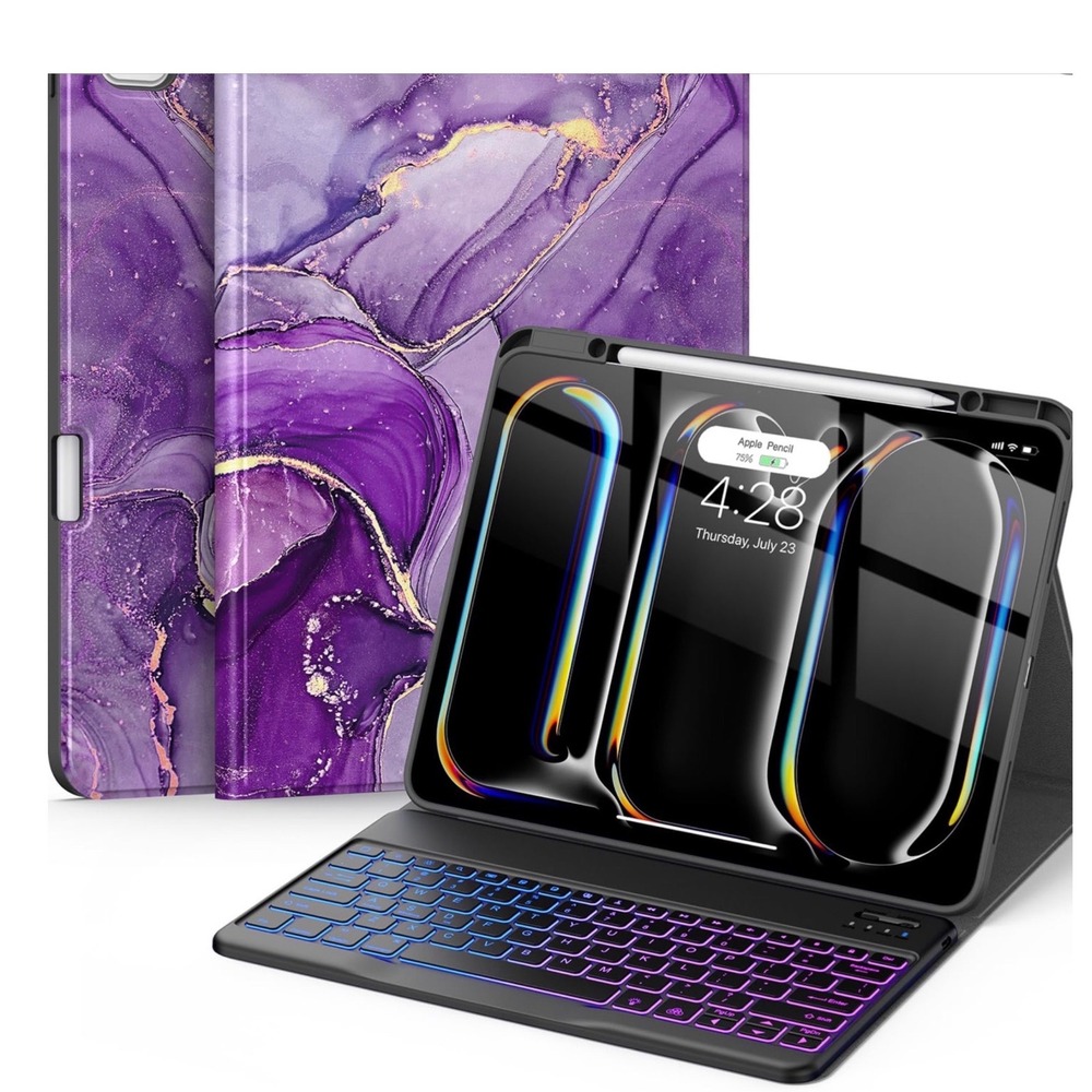 Soke‎ Purple Marble Keyboard Case for iPad Pro 13 Inch M4 2024 Folio Cover